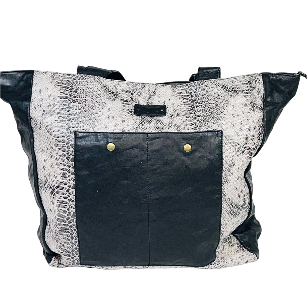 Vans Snakeskin Shoulder Bag Purse Large Tote White Black Zipper Handbag New